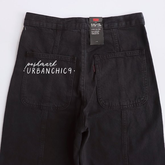 LEVI'S Wellthread Ribcage Wide Leg Jean Black 26 - Picture 7 of 11